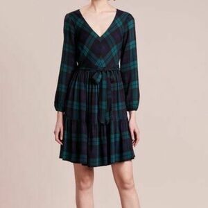 Jcrew plaid belted tiered dress size 2 Tall